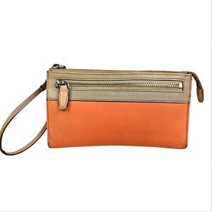 Coach Colorblock Orange and Grey Wristlet with Callouts